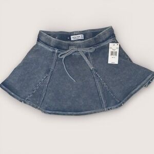 Vanilla Star Playful Y2K Denim Look Fashion Skorts Blue Acid Wash Drawstring XS